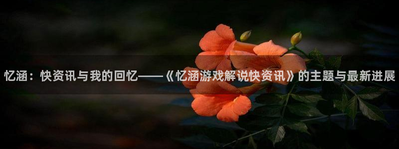赢咖娱乐平台登录：忆涵：快资讯与我的回忆——《忆涵游戏解说快